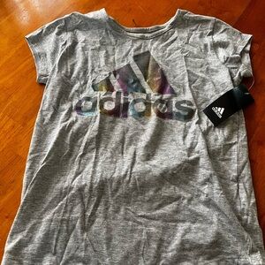 Adidas Gray Short Sleeve Tee with Iridescent Logo